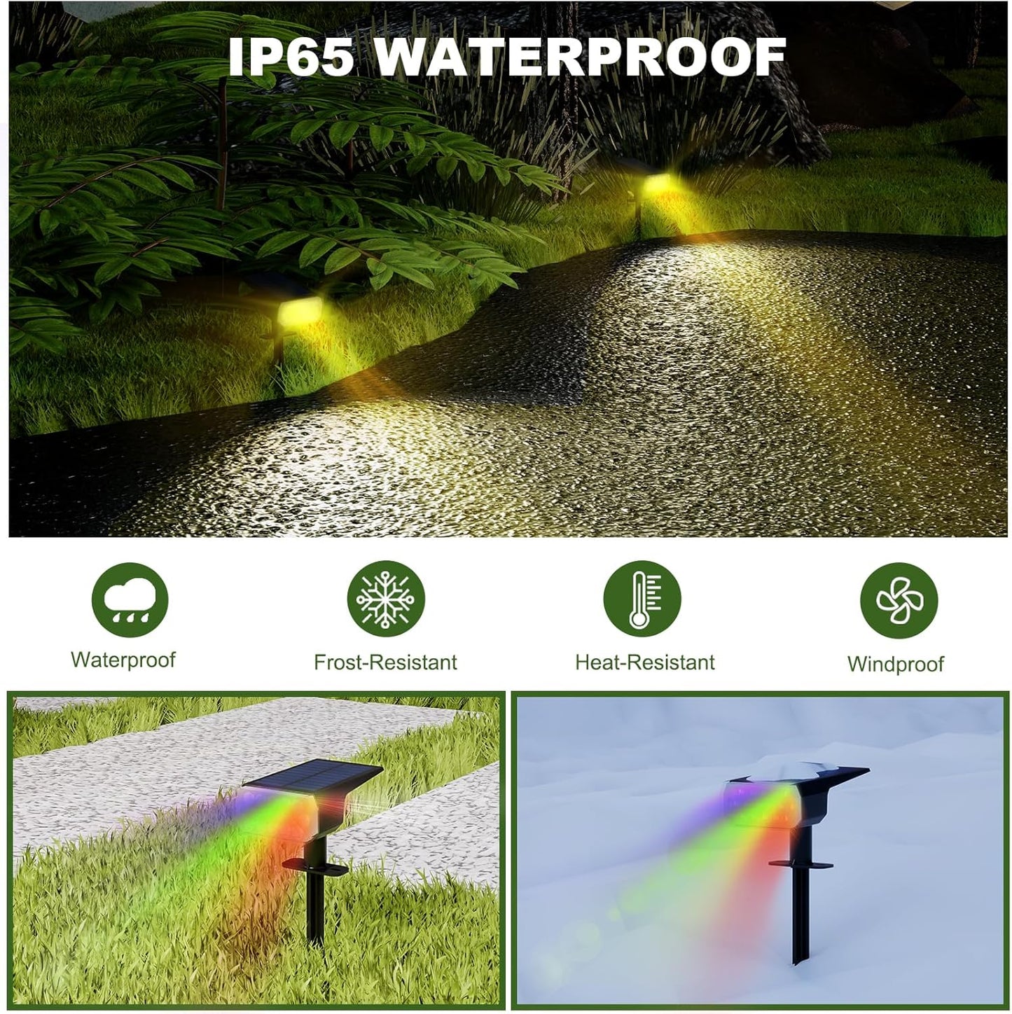 Solar Spot Lights Outdoor, 8 Lighting Modes Multicolor Solar Lights Outdoor Waterproof IP65, Landscape Spotlights for Garden Yard, 6 Pack RGB