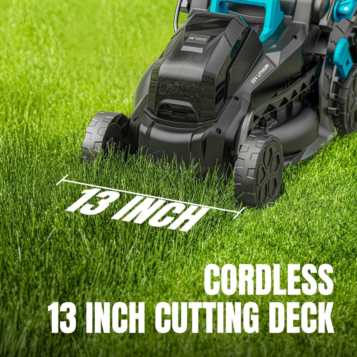 Electric Lawn Mower with Brushless Motor, 20V 13 inch Cordless Lawn Mower with 5-Position Cutting Height Adjustment, 2x4.0Ah Battery and Charger Included