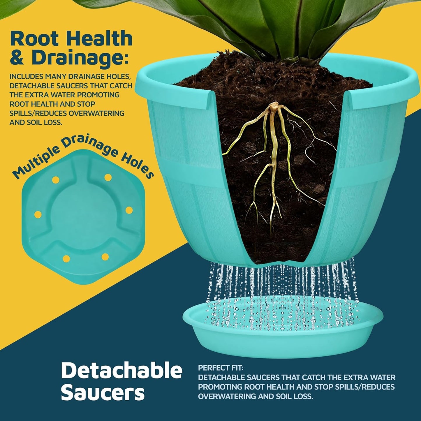 10-Inch Whiskey Barrel Planters Outdoor Pack of 20 - Durable Plastic Plant Pots for Indoor & Outdoor Use with Drainage & Saucer, Lightweight Rustic Barrel Planters for Flowers, Herbs & Small Plants