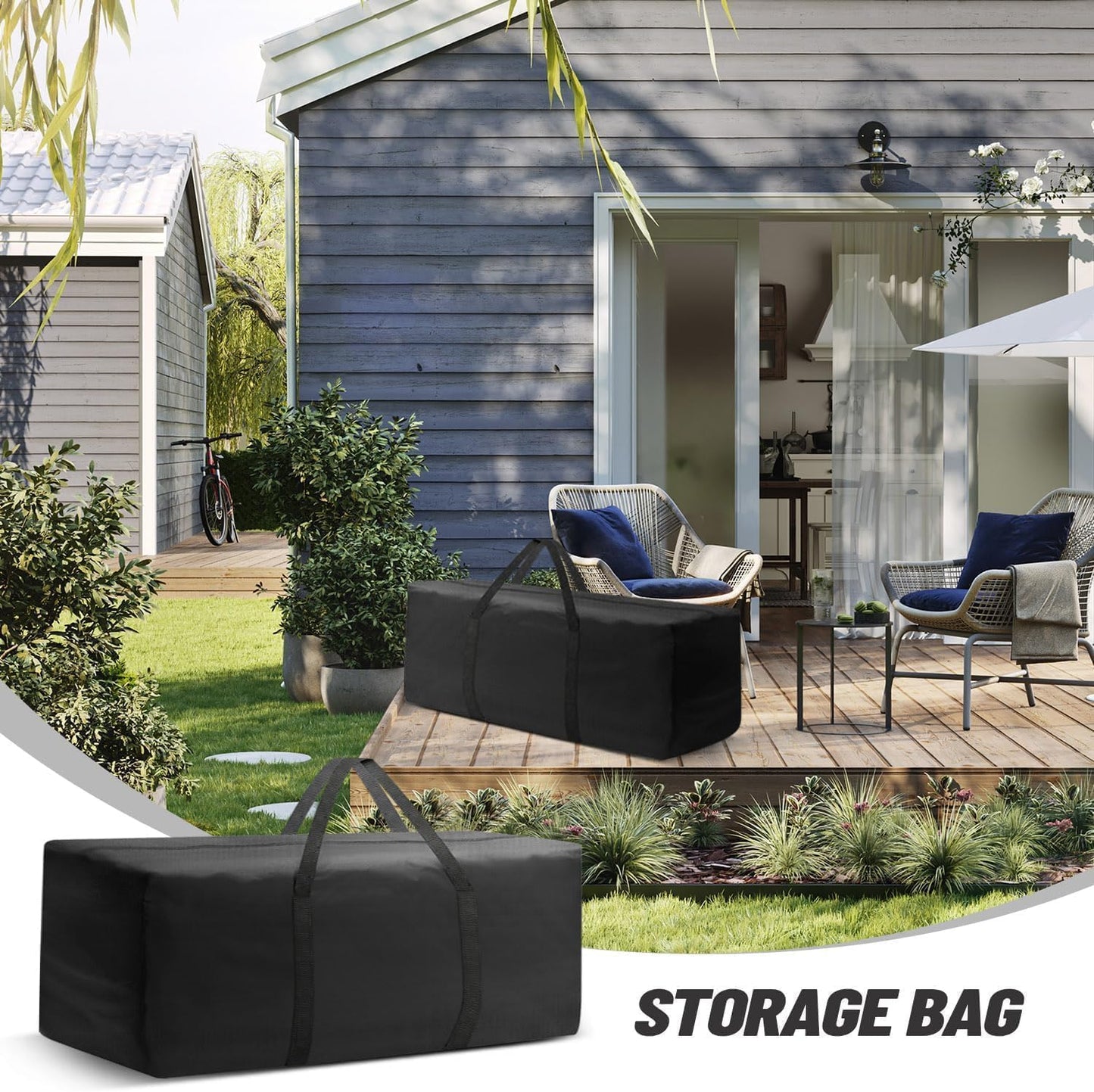 Outdoor Cushion Storage Bags 68 Inch Waterproof Extra-Large Patio Cushion Storage with Zipper & Padded Handle for Patio Furniture Christmas Tree