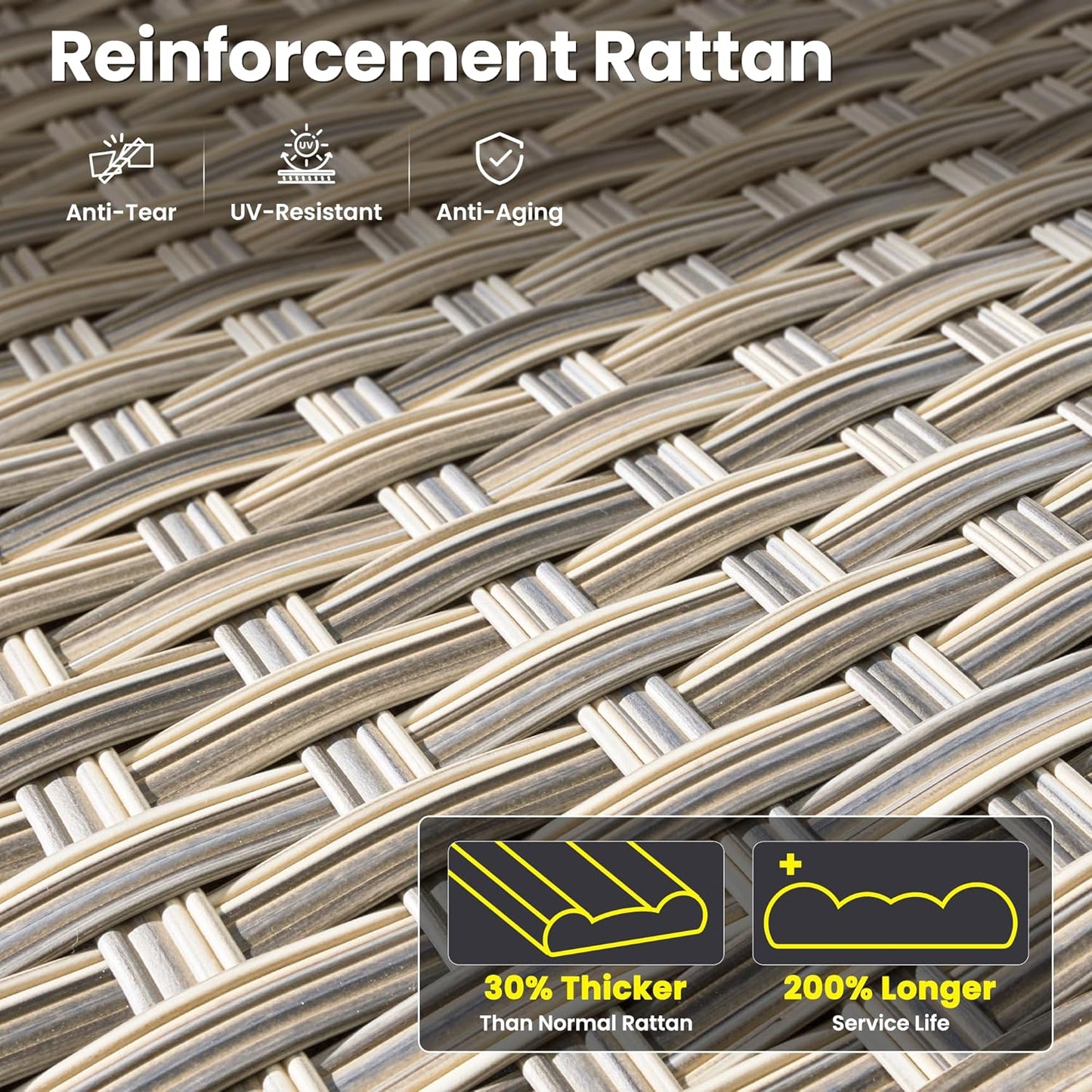 ovios 5 Pieces Patio Furniture Set Outdoor Sectional Sofa Couch with Deep Seat Chaise Comfy Cushions, Modern Modular Wicker Rattan Conversation Set Porch Deck Garden, Denim Blue