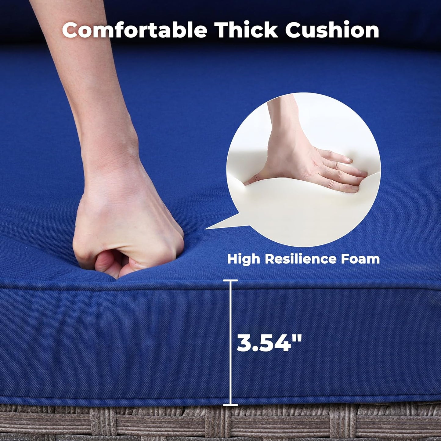 ovios 15 Pieces Patio Furniture Set, Outdoor Wicker Sectional Sofa with Swivel Chairs Coffee Table, Modern Modular Deep Seat Rattan Couch Conversation Sets, Navy Blue