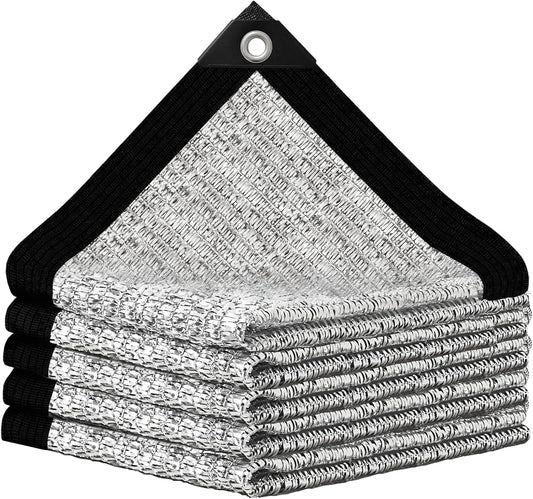 Aluminum Shade Cloth 10x10',80% Aluminum Reflective tarp,Durable Mesh Tarp with Grommets,Shade Cloth for Garden,Car, Outdoor Pergola,Greenhouse,Chicken Coop and Dog Kennel(Silver)