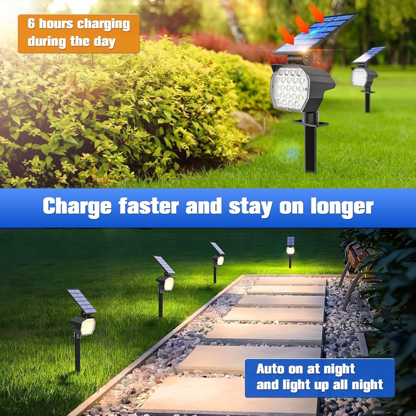 APONUO Solar Spot Lights Outdoor Waterproof 8 Pack IP67,23 LED 3 Lighting Modes Solar Landscape Lights Outdoor for Yard Garden Pathway(Warm White)