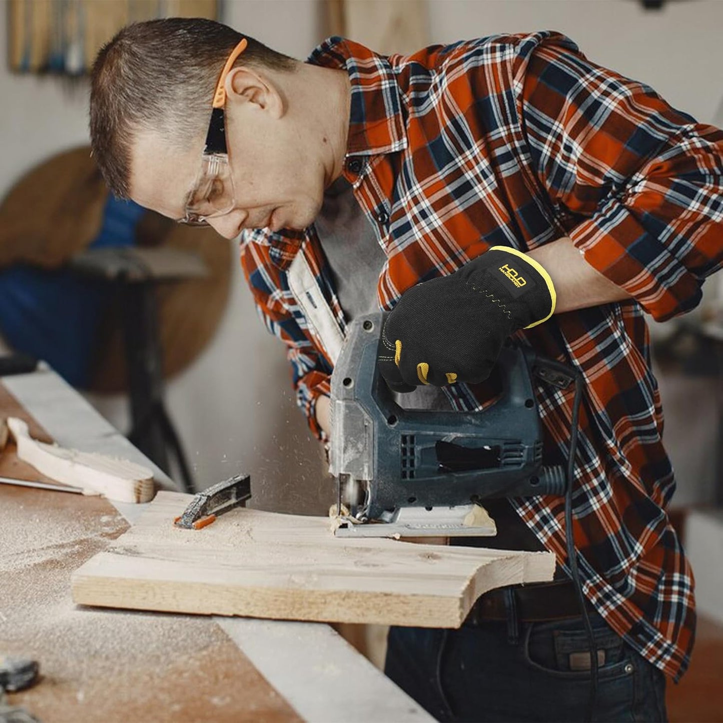 HLDD HANDLANDY Mens Leather Gardening Gloves, Utility Work Gloves for Gardening, Yardwork, Construction, Mechanics