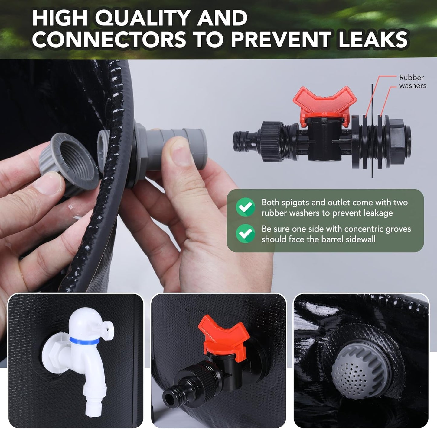 100 Gallon Rain Barrel - Portable Rain Water Collection Barrel - Large Collapsible Water Storage Tank with Spigot Overflow Kit, Black