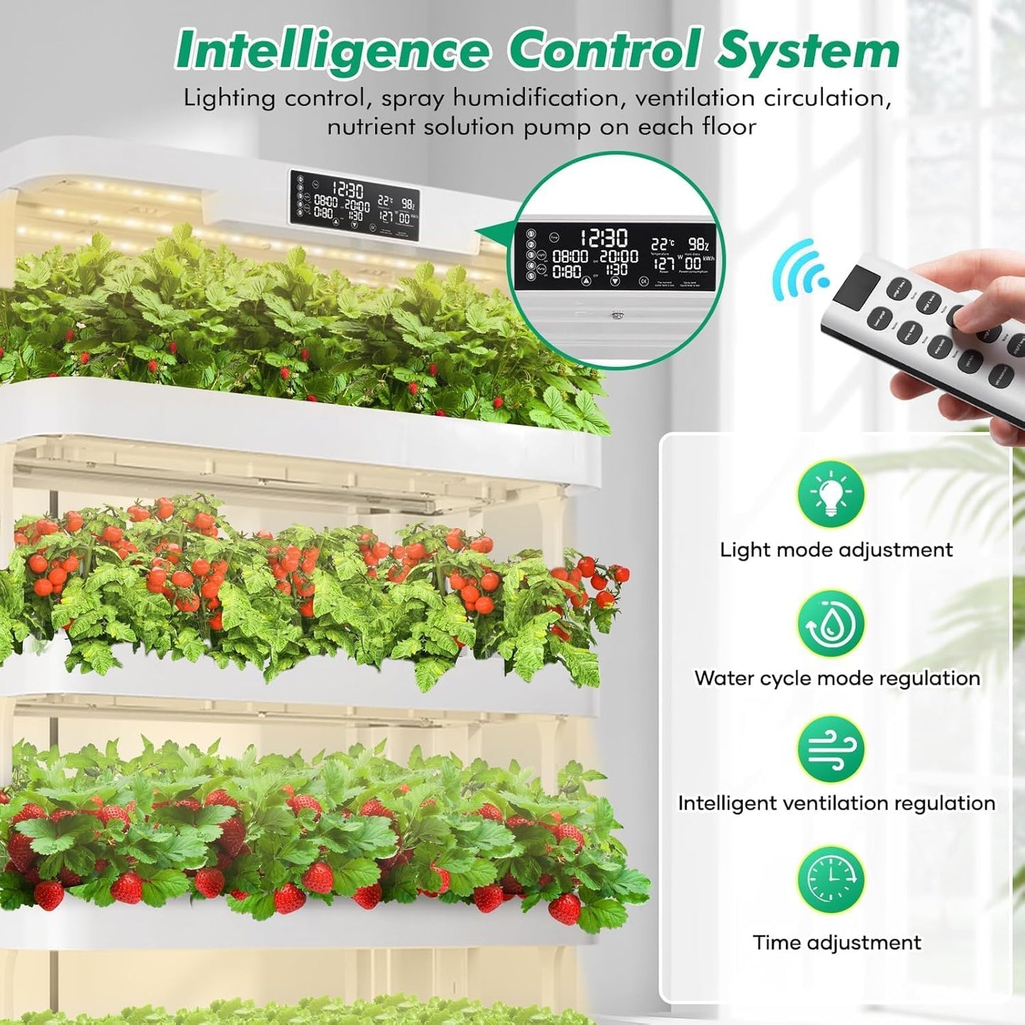 4-Tier Hydroponics Growing System Kit with 130 Pods, Lager Indoor Garden System with LED Grow Light, Automatic Quiet Water Circulation, Food-Grade PP Material Hydroponic Tower for Vegetables