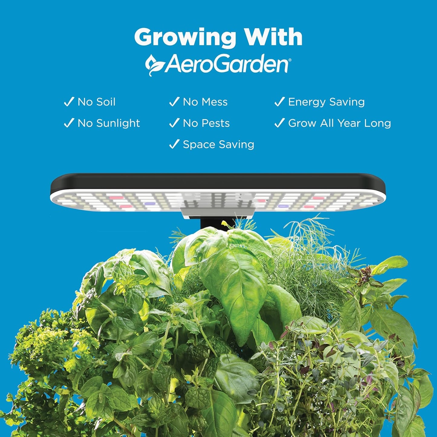 AeroGarden Harvest Lite, Indoor Garden Hydroponic System with LED Grow Light, Holds up to 6 AeroGarden Pods, Cream