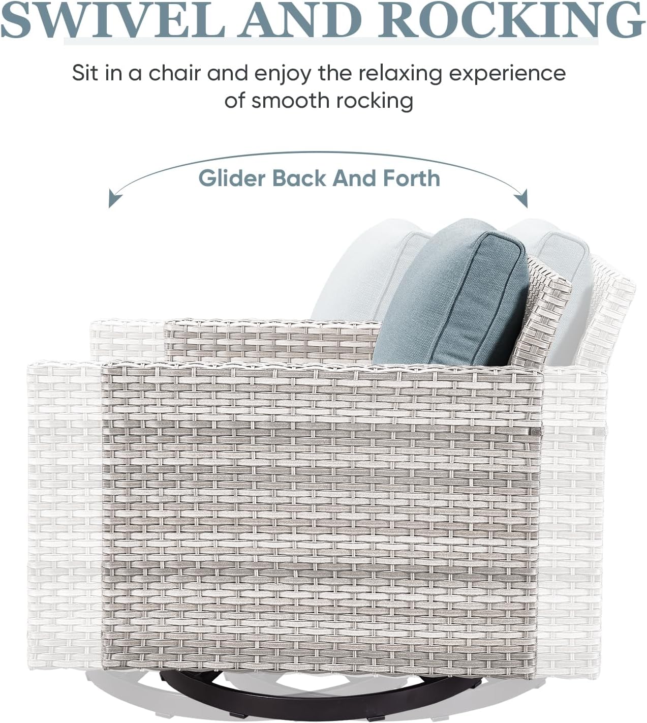 HUMMUH Patio Swivel Chairs Set of 2,PE Wicker Outdoor Rocker Chairs Bistro Set Porch Balcony Furniture with Cushions