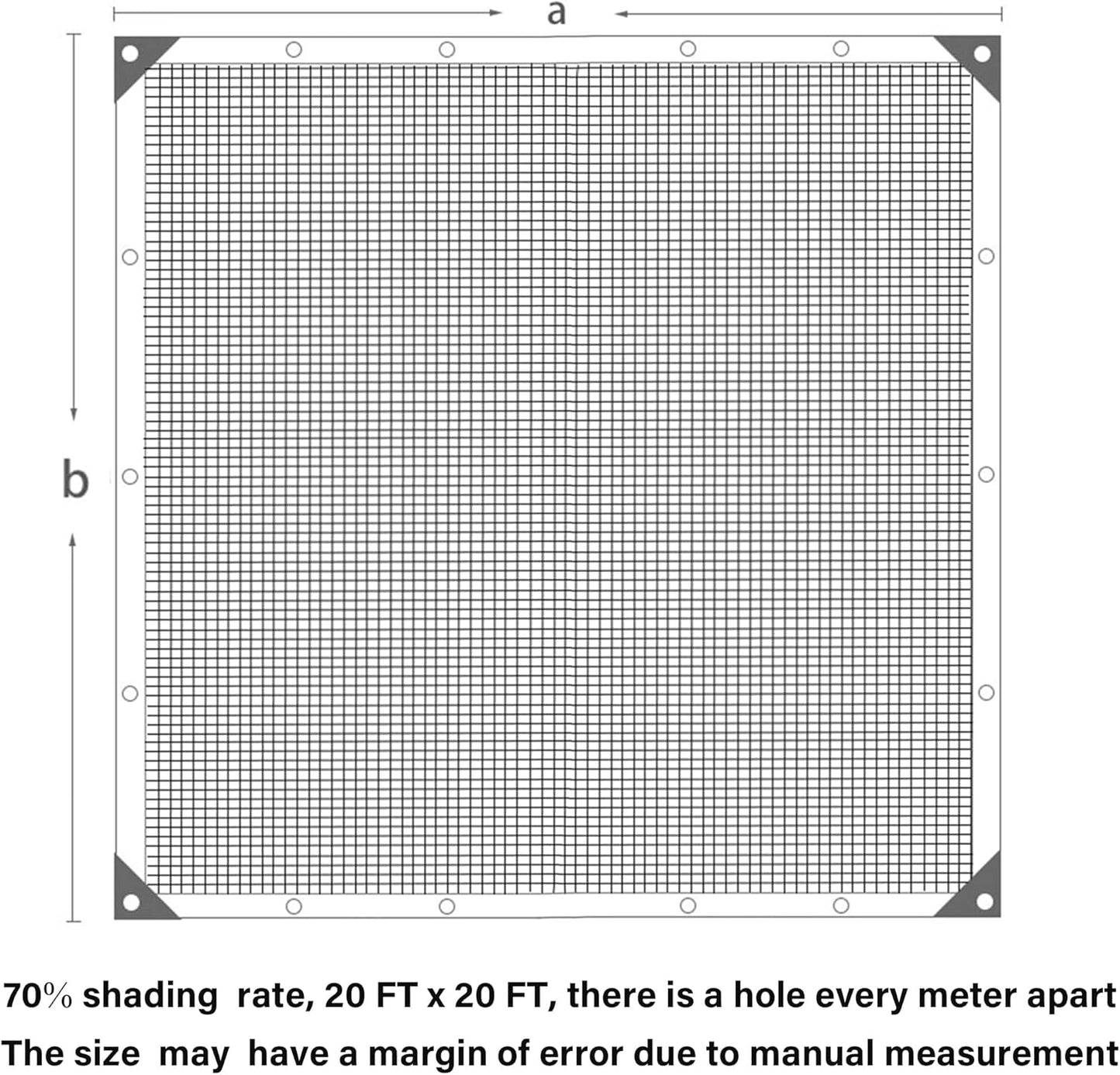 winemana 70% Black Shade Cloth, 20 x 20 FT Durable Mesh Tarp with Grommets, Resistant Garden Sun Shade Netting with Taped Edge for Plant Cover, Greenhouse, Patio, Tomatoes, Chicken Coop, Barn Kennel