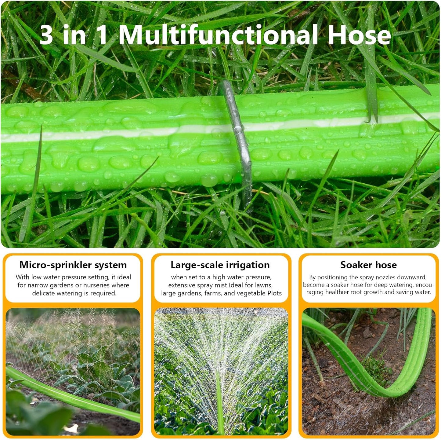 LAVEVE Sprinkler Soaker Hose for Yard 15 FT, Heavy Duty Garden Water Hoses with Stakes, Sprinklers System for Lawn, Flexible Drip Irrigation Tubing