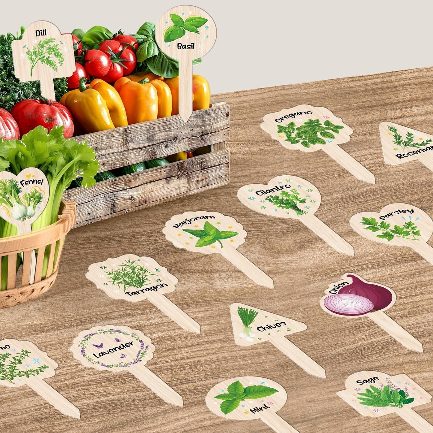 Plant Label Signs- 15PACK Herb Garden Markers, Plant Labels for Outdoor Garden Waterproof, Plant Tags with Names, Indoor Patio Tags for Succulent Flowers Greenery Seedling