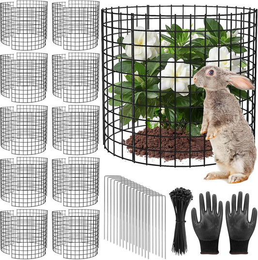 10 Pack Plant Protector from Animals, 13x12 inch Wire Plant Cages Mesh Plant Cage Garden Plant Protector, Sturdy Bunny Barricades Chicken Wire Cloche Plant Protectors for Keeping Bunny Animals Out