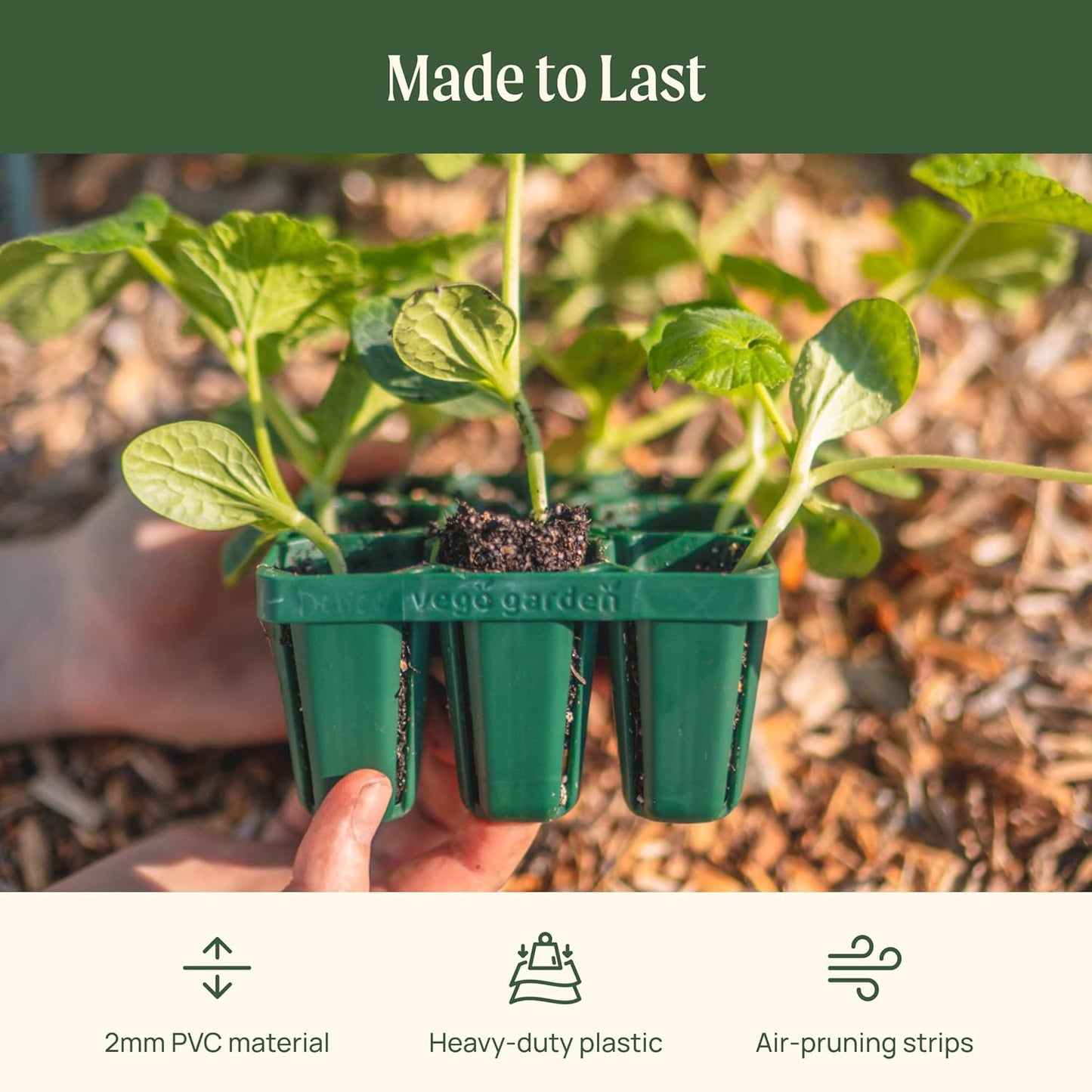 Vego garden Standard Seedling Trays Without Lids, 8 Pack for Seedlings Reusable Propagator Growing Starter Tray, Germination Trays Kit for Greenhouse/Garden (8-Cell per Tray)