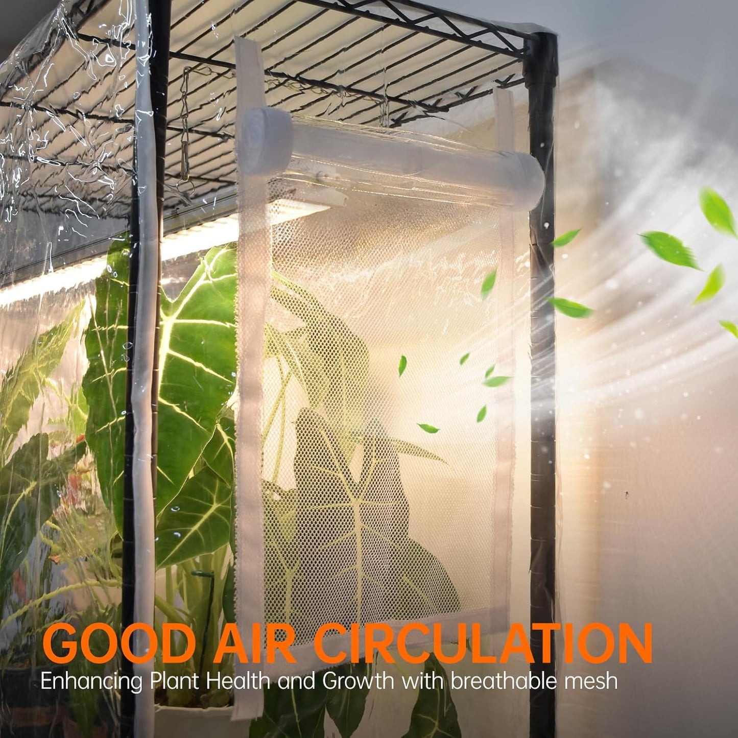 Indoor Greenhouse with Grow Light, Tall Plant Stand with 4 Pack Full Spectrum Plant Lights , 3 Color Modes, Plant Shelf with Tent for Indoor Plant, Seed Starting, Seed Tray, 47.2"x17.8"x70.9"