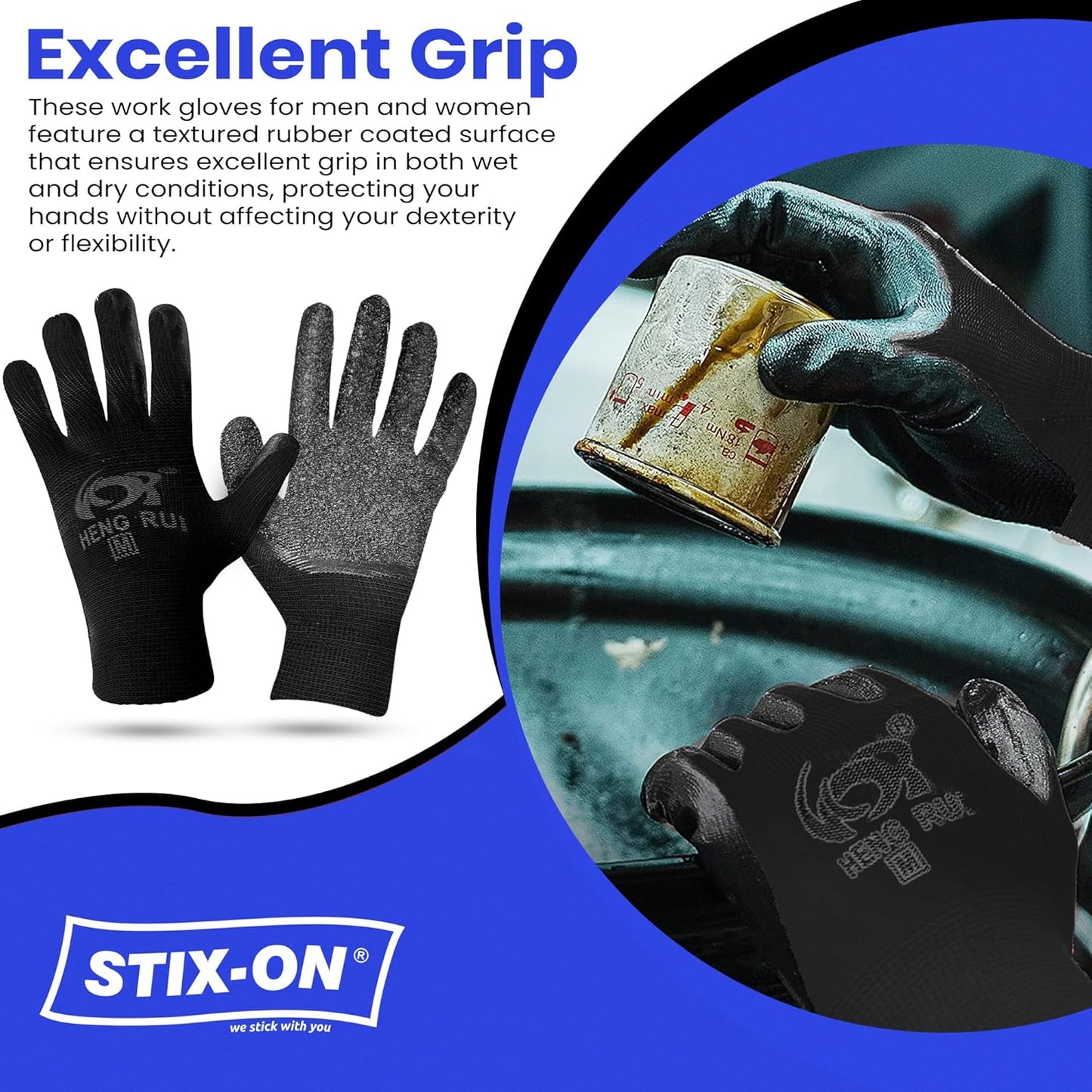 10 OR 20 Pairs Work Gloves–Heavy Duty Rubber Coated Safety Work Gloves–Multipurpose Gloves