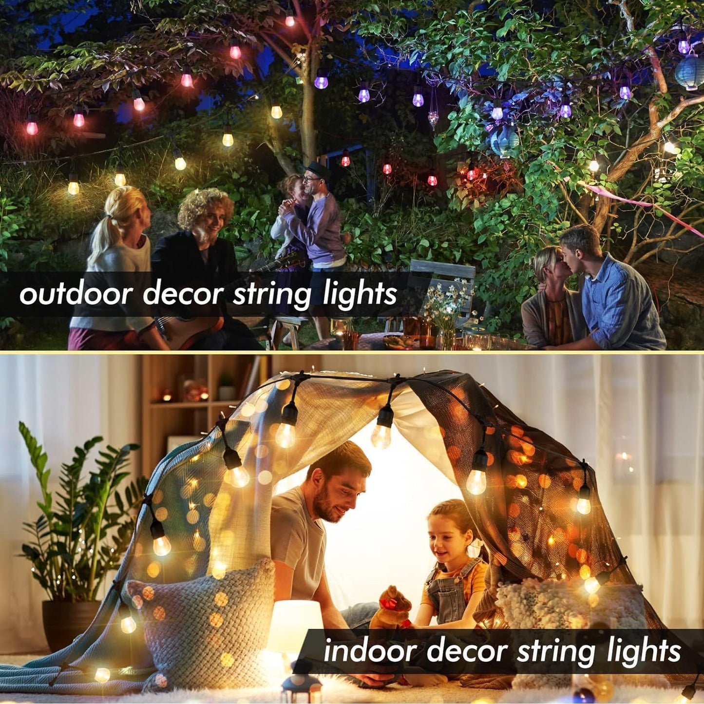 Auroraworld Outdoor String Lights, 24FT Color Changing Patio Lights Outdoor for Patio