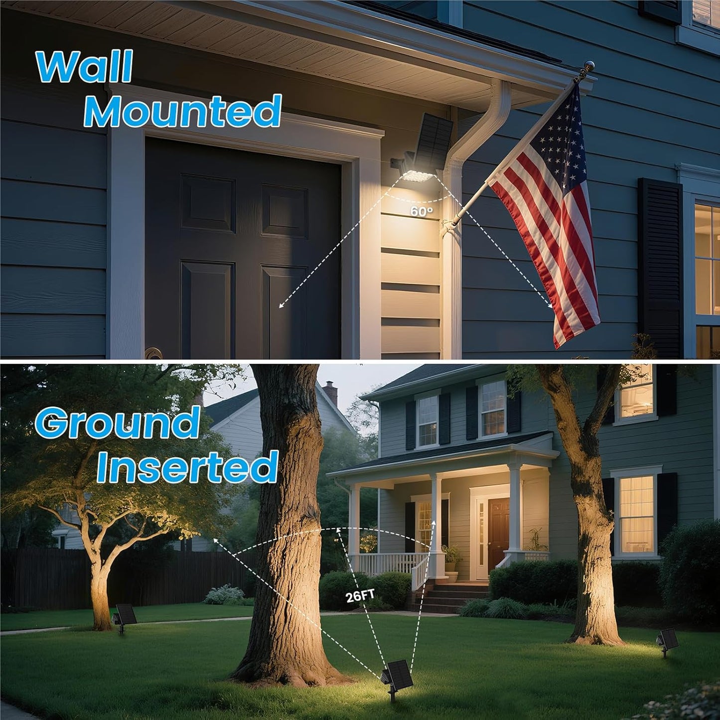 VOLISUN Solar Spotlight Outdoor, IP67 Waterproof Solar Landscape Spot Lights，Uplights for Yard Garden Pathway - 4 Pack (Warm White) 27 LED 3 Lighting Modes