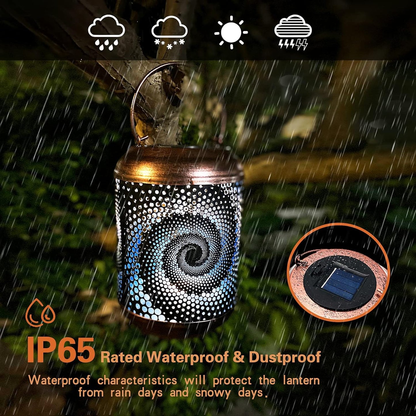 2 Pack Solar Lanterns Outdoor Hanging Metal Waterproof LED with Solar Powered Garden Patio Decorations Decor with Handle Christmas Gift Idea