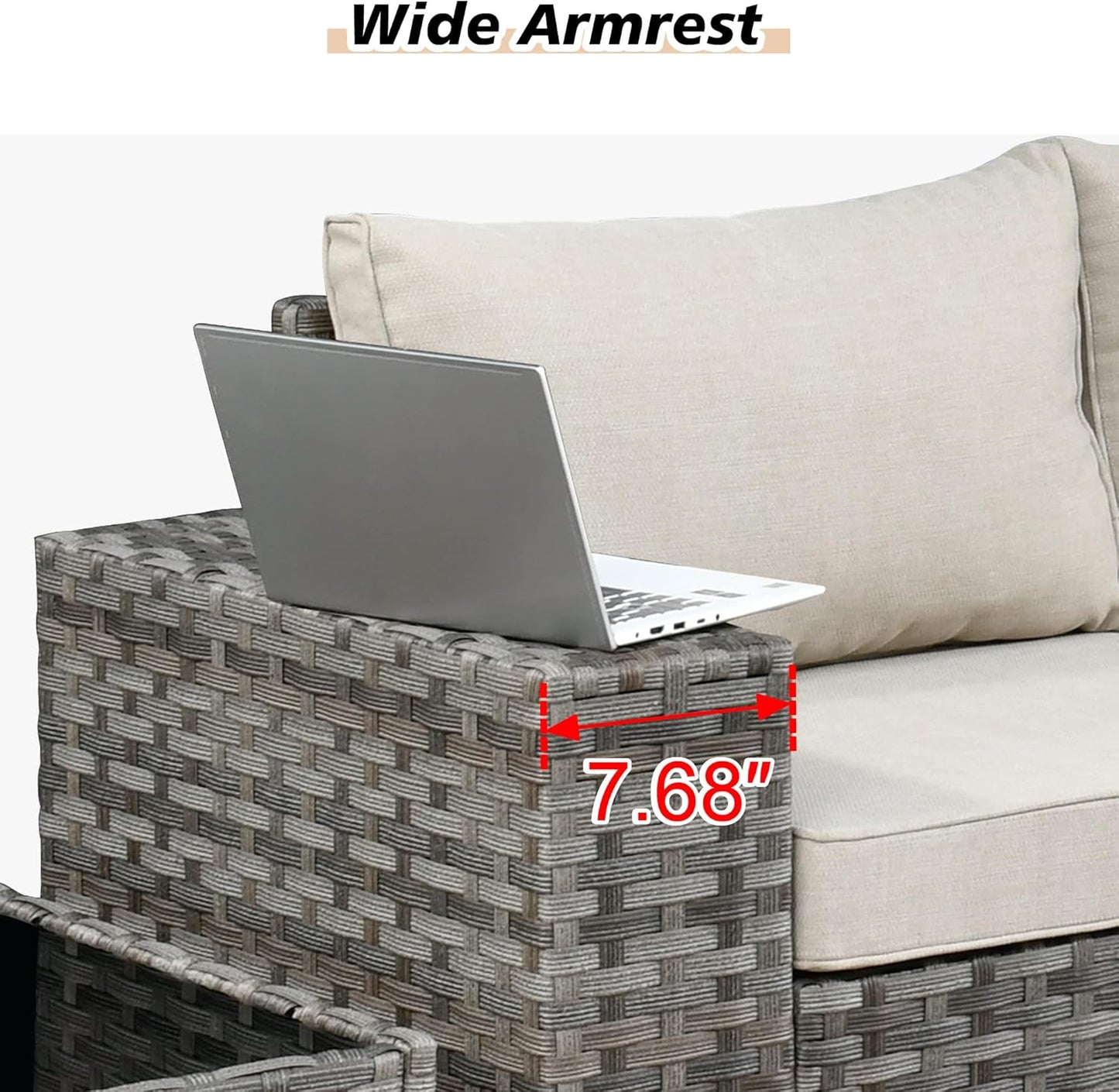 HOOOWOOO 12 Piece Modular Patio Outdoor Sectional Furniture Sofa Set,Wicker Conversation Set,Out Door Couch Set with Wide Arm for Outside All Weather(Beige)