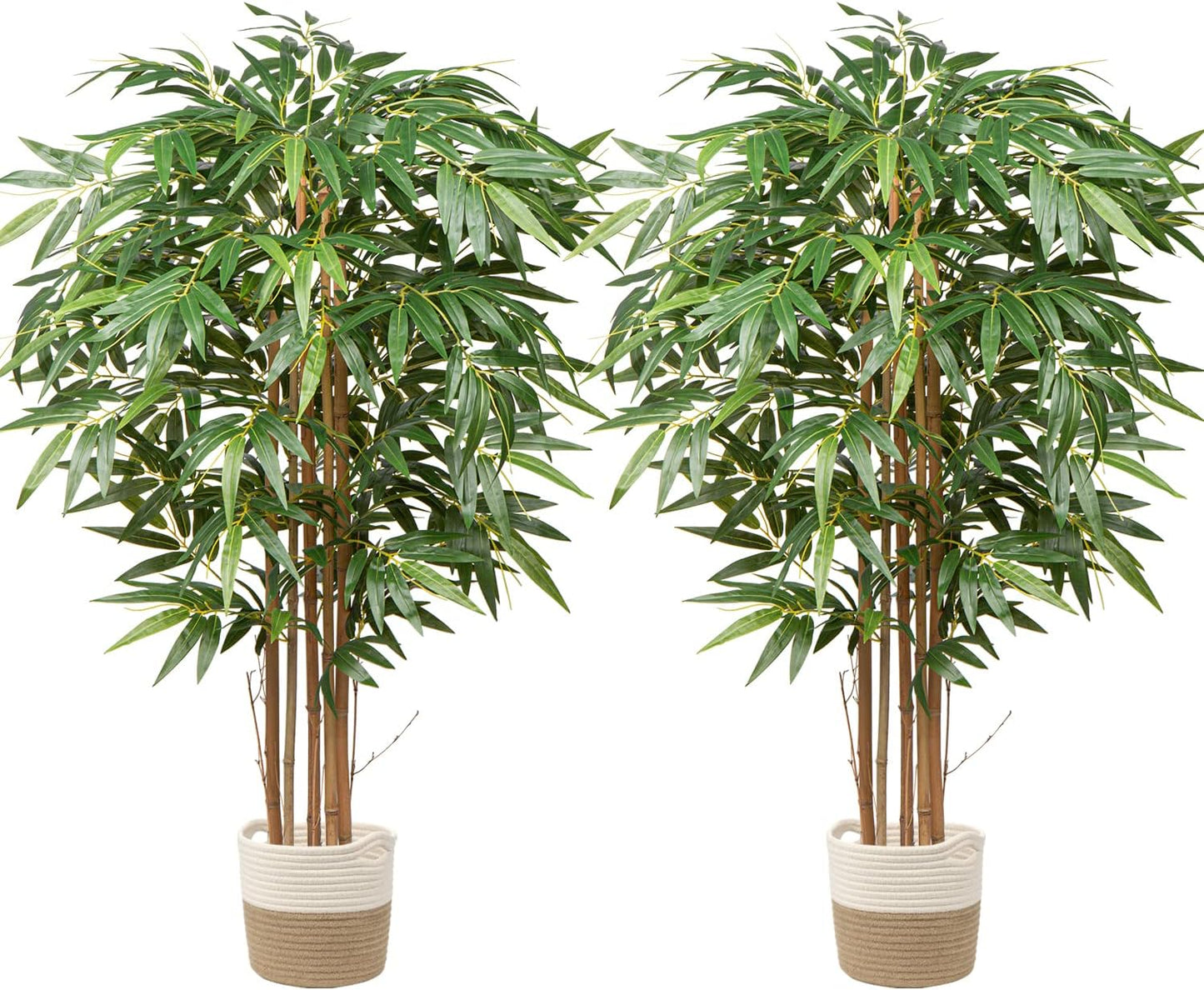 Artificial Bamboo Tree, 5 Feet Tall Decorative Bamboo Plants 60in Bamboo Silk Tree Large Fake Floor Plants for Living Room, Garden, Office Indoor/Outdoor Decor, 2 Pack
