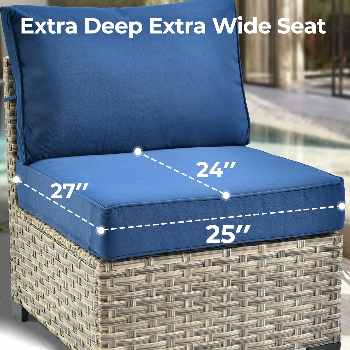 HOOOWOOO Outdoor Sectional Patio Furniture Set,9 Pieces Wicker Conversation Sets L Shaped Couch,Extra Deep Out Door Sofa Outside Furniture with Swivel Chairs,Navy Blue