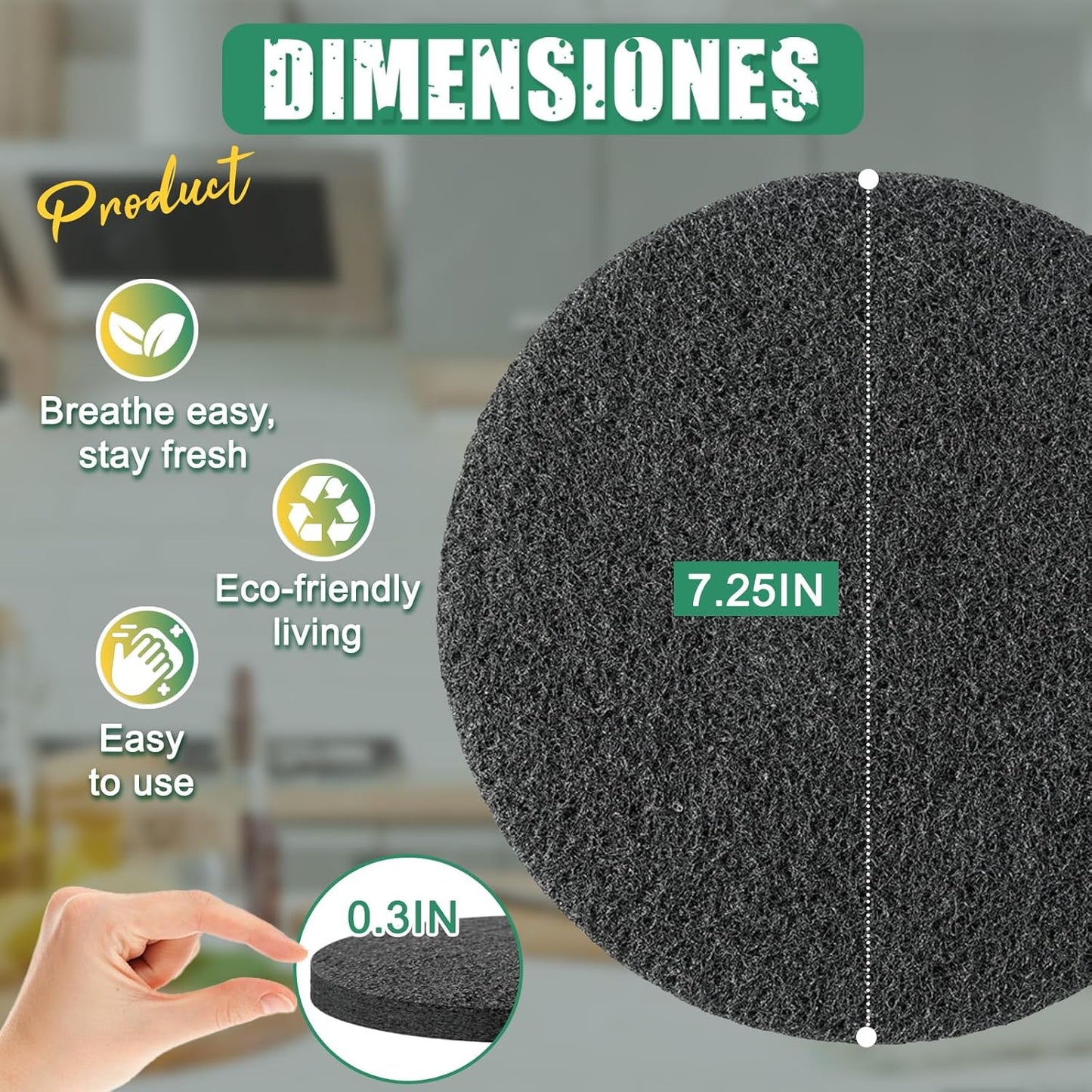 6.7 Inch Charcoal Filters for 10 Pack Kitchen Countertop Compost Bins - Extra Thick 0.3" for Longer Lasting Activated Carbon
