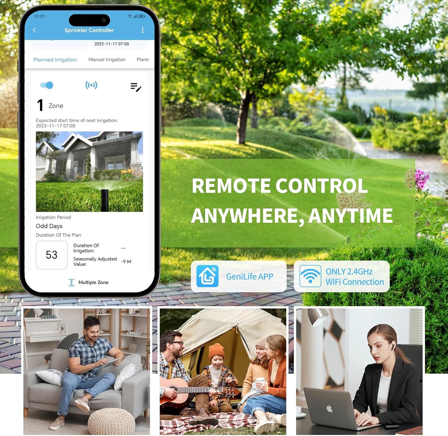 8 Zones WiFi Smart Sprinkler Controller, Briidea Automatic Irrigation Controllers with Customized Watering Schedule & Seasonal Adjustment, Water Efficiently and Keep Your Plants Healthy