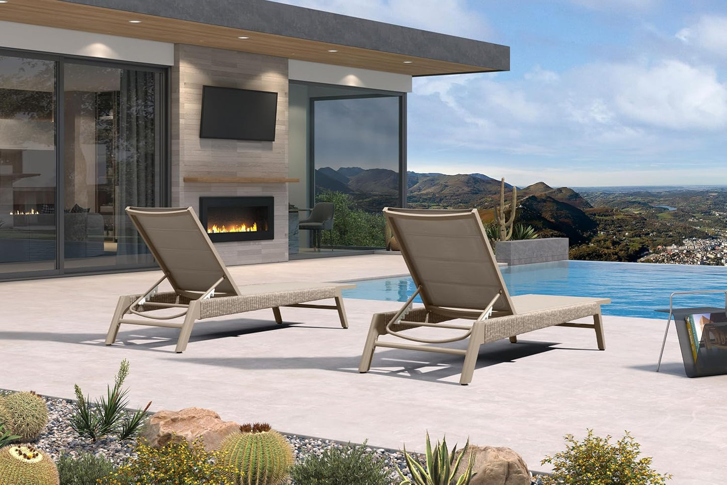 PURPLE LEAF Outdoor Chaise Lounge 2 Pieces Chair Patio Aluminum Recliner for Poolside with Adjustable Backrest Chairs Nurture Shale