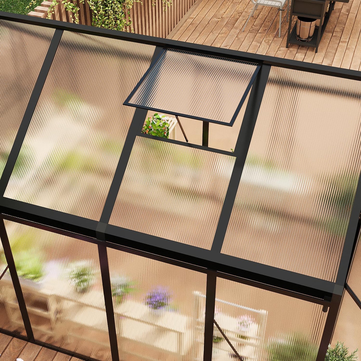 6 x 8 FT Greenhouse, Greenhouses for Outside, Polycarbonate Greenhouse with Aluminum Frame, Lockable Door and Ajustable Roof Vent for Backyard, Green Houses for Outside Garden Backyard, Patio