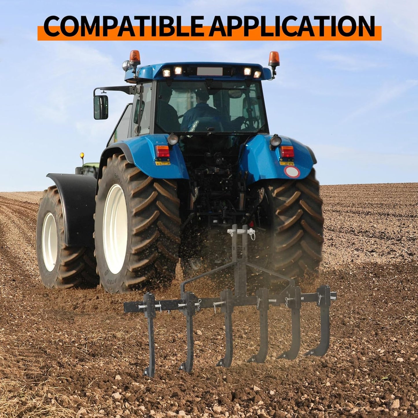 48" Tractor Cultivator/Chisel Plow, Detachable Cultivator with 6 Scarifier Handles,Provides Fertile Soil for Plant Seeds and More,3-Point Scarifier for CAT-0 Black