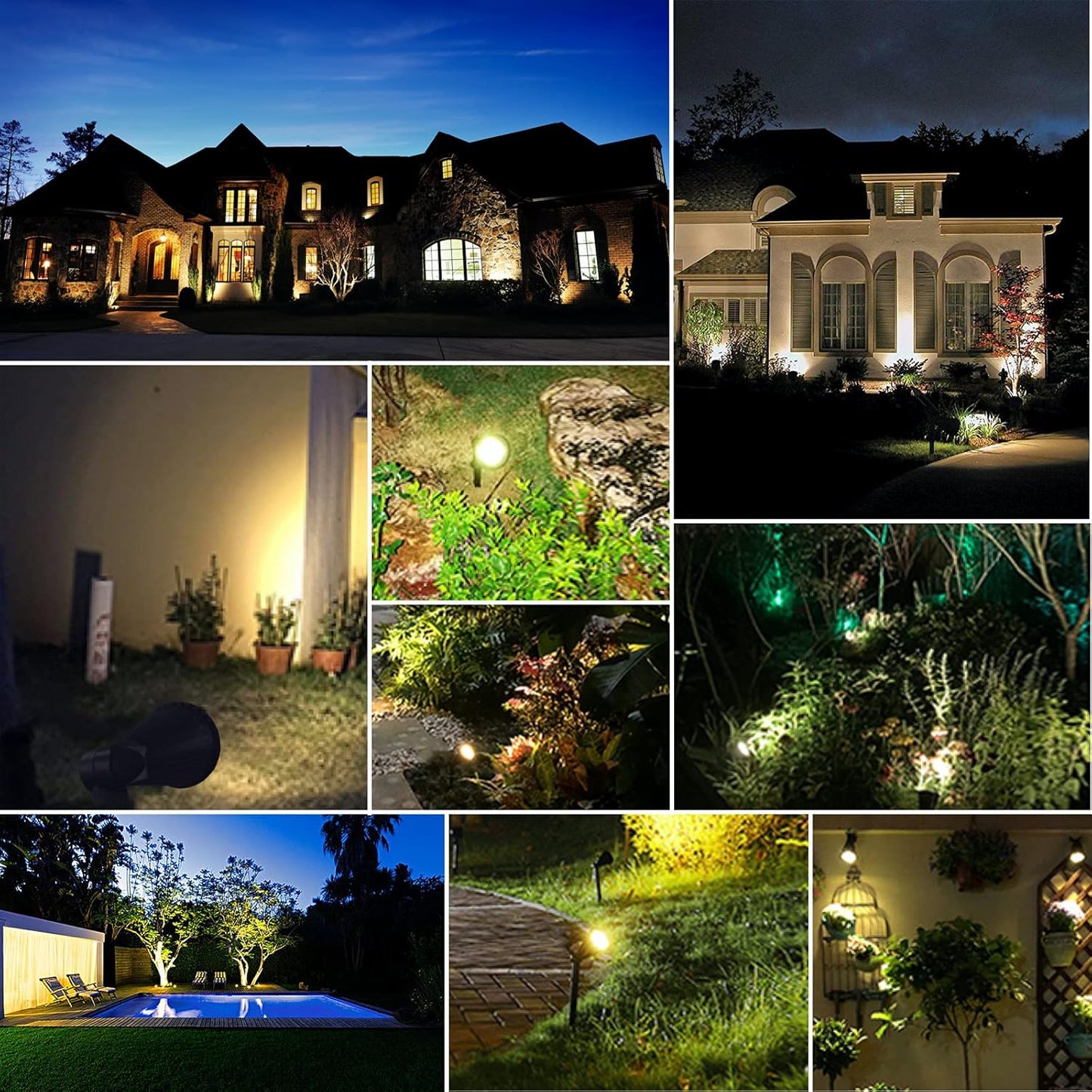 MEIHONG Solar Spot Lights Outdoor, Warm White LED Landscape Lamp Dusk to Dawn, 2-in-1 Solar Spotlight for Trees Lights for Garden Porch Walkway Patio (4 Pack)