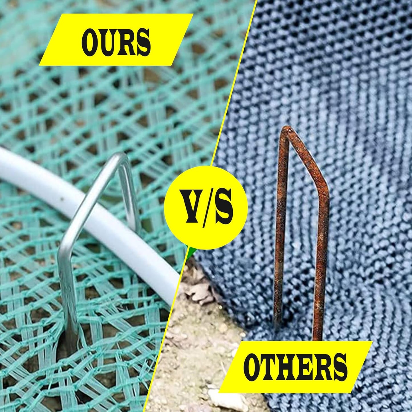 1100 Pack x 6 Inch Landscape Staples Galvanised, Fabric Pins, 11 Gauge, Garden Staples, Tent Stakes, Fabric Pins for Lawn, Fence, Tent, Decoration, Weed Barrier, Outdoor. (1100 x 6in)