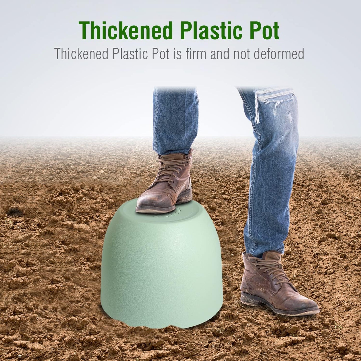 Modern Plant Pots Set, 9/8/7.5 inch Plastic Planters for Indoor Plants, Stylish Flower Pots with Drainage Holes and Saucers for House Plants and Flowers, Green