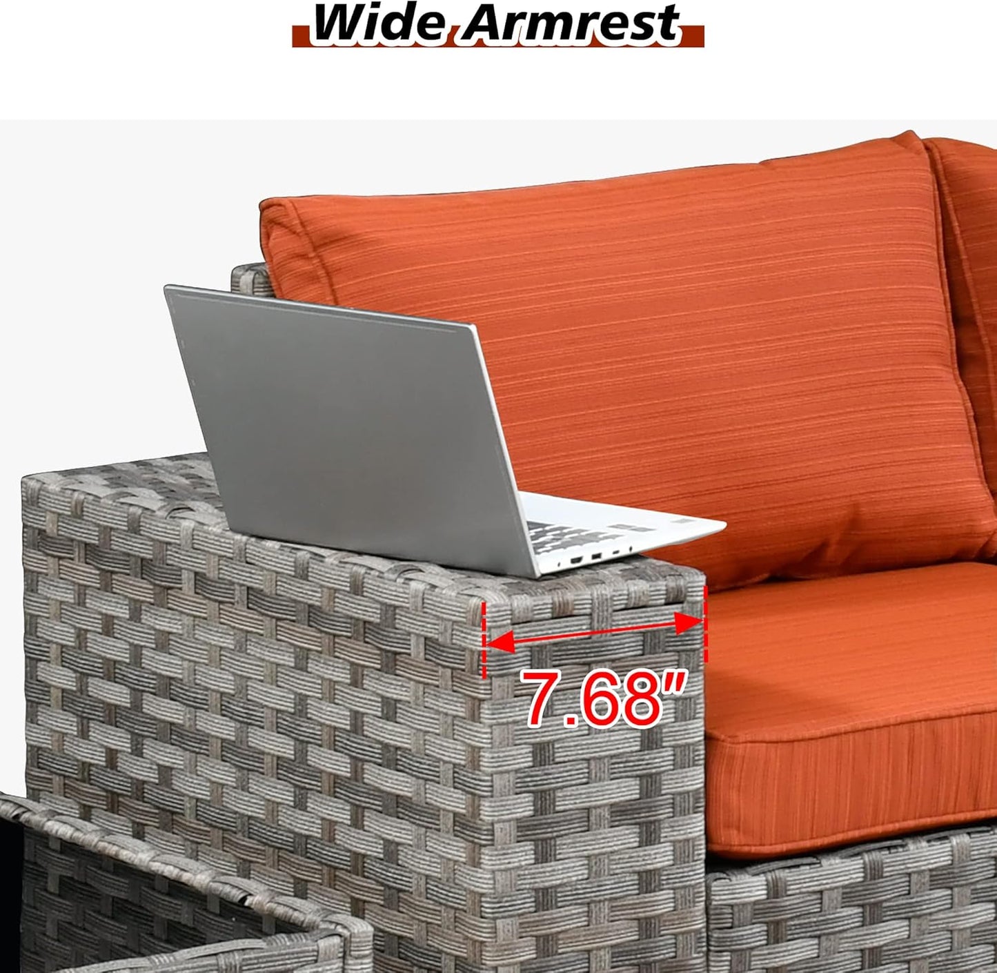 HOOOWOOO 12 Piece Modular Patio Outdoor Sectional Furniture Sofa Set,Wicker Conversation Set,Out Door Couch Set with Wide Arm for Outside All Weather(Orange Red)