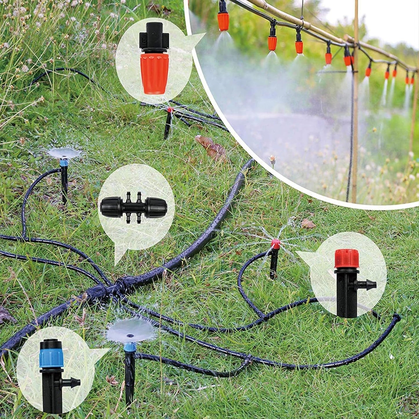 256FT Drip Irrigation System Kit, 163pc Automatic Garden Watering Misting System for Greenhouse, Yard, Lawn, Plant