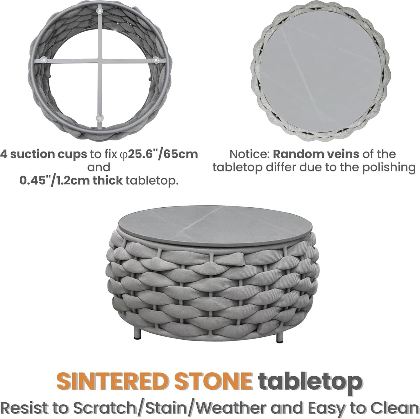 Aluminum Outdoor Couch Set: 6 Pieces Woven Rope Patio Conversation Set - Metal Modern Porch Furniture Sofa Set - All Weather Assembled Deck Seating for Courtyard Backyard Rooftop Hotel Resort