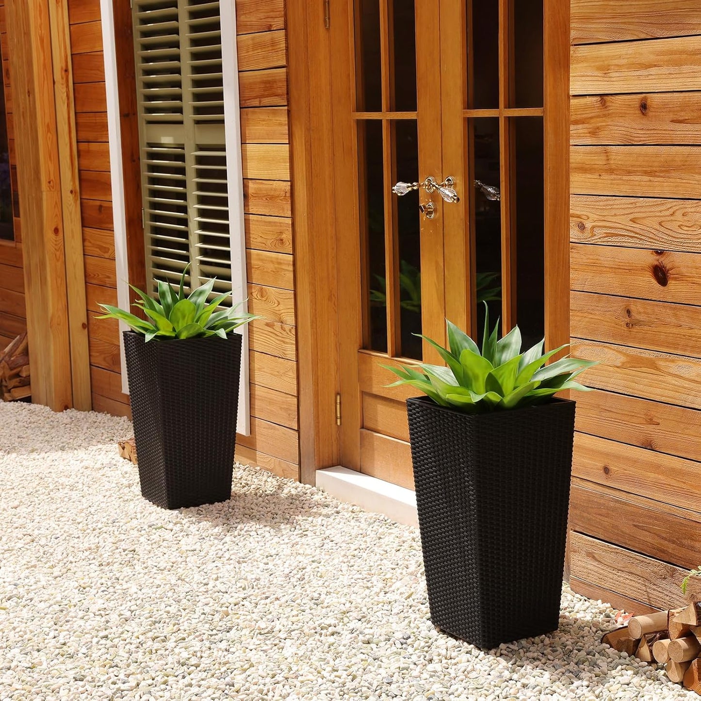 Artificial Plants Outdoor,UV-Resistant Fake Agave Succulent Plant 23 Inch Medium Size Faux Succulents Stems for Indoor Realistic & Natural Home Decor Plants for Office Housewarming 2 Pack