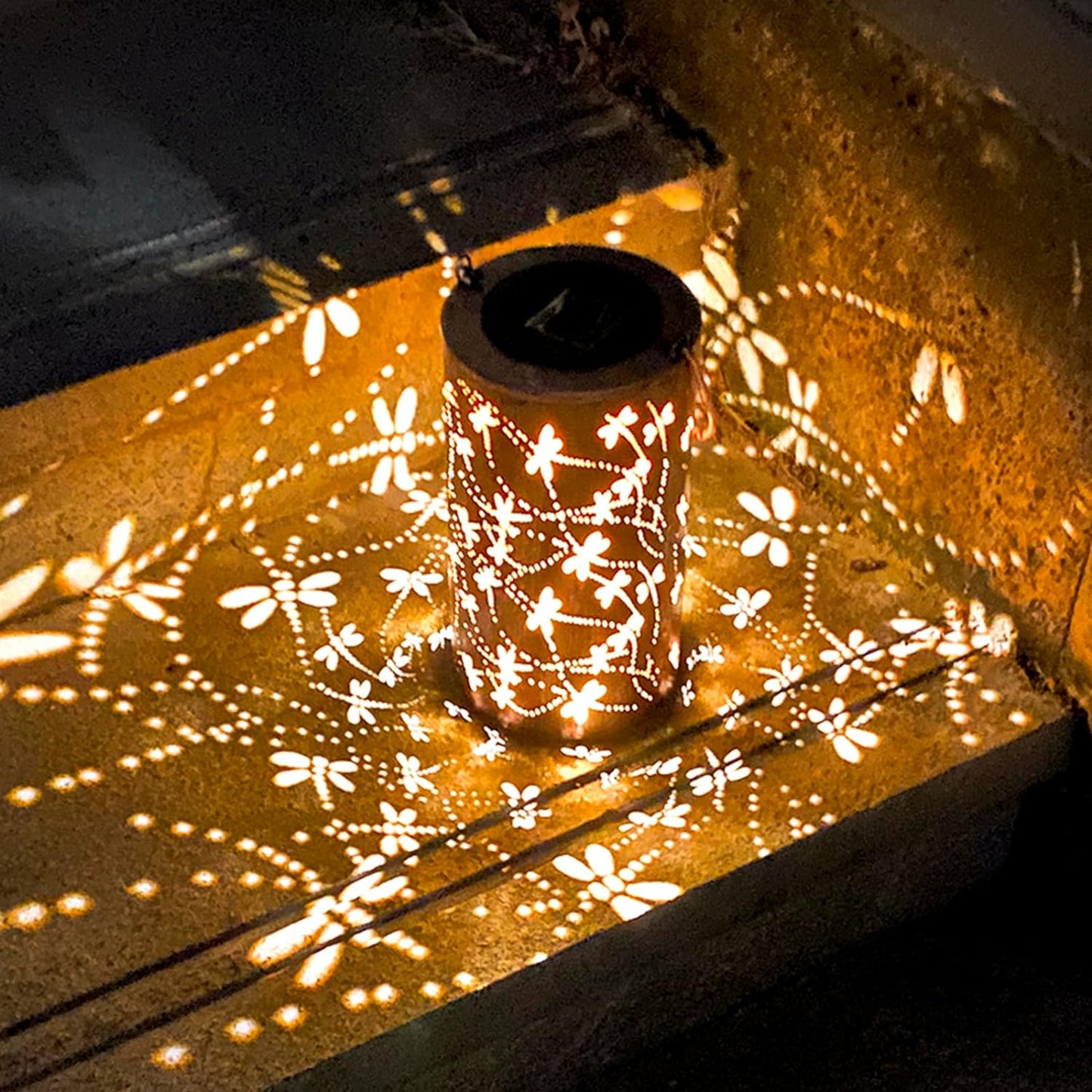 Birthday Gifts for Women,Solar Lanterns Outdoor Hanging Lantern Lights, Dragonfly Hollowed-Out Metal Decor Lantern, Waterproof LED Decorative Garden Light - Delicate Garden Decoration for Patio, Yard