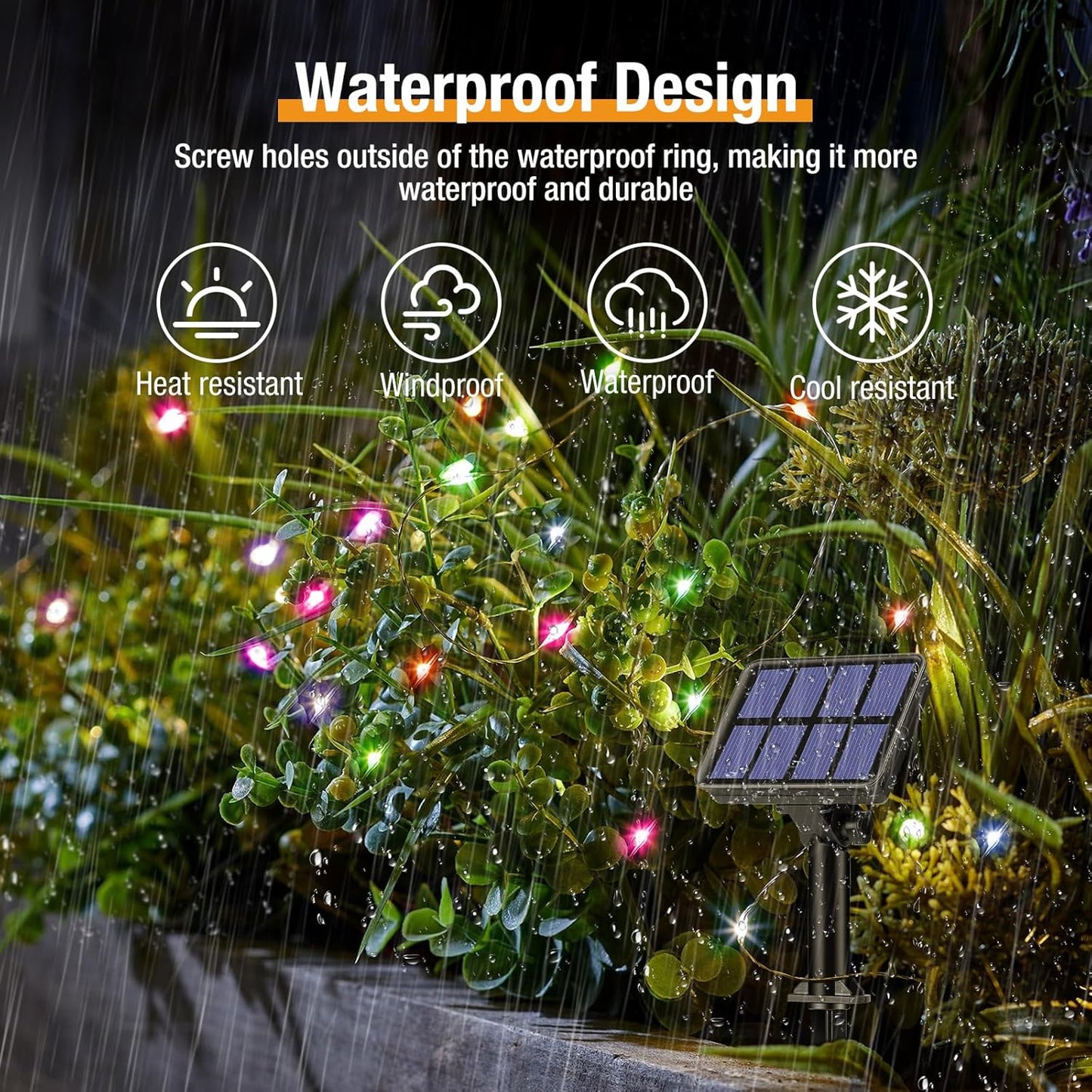 btfarm Solar String Lights Outdoor - 80LED 33FT Solar Fairy Lights Outside Waterproof 8 Modes, Copper Wire Solar Powered Twinkle Lights for Tree Garden Christmas Wedding Party Decor, Colorful
