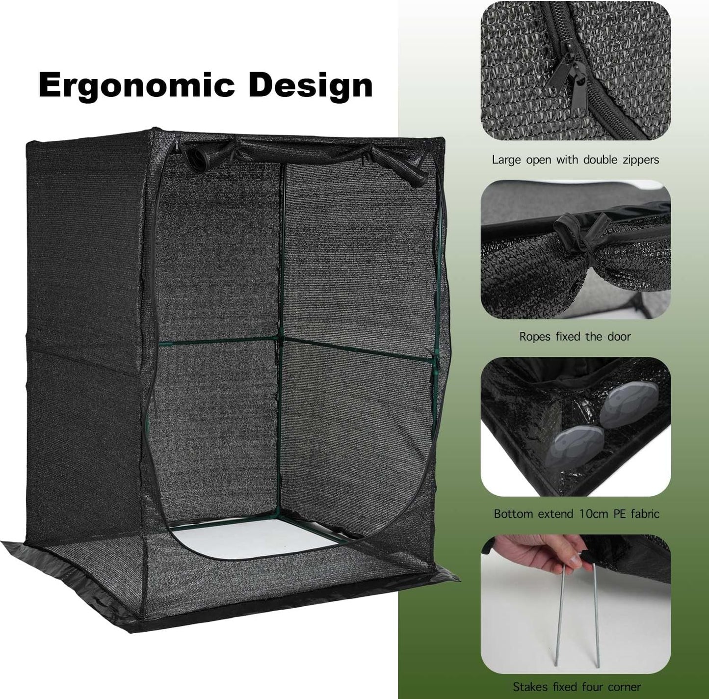 Portable Large 4'x4' Sunshade Cloth Gardening Net,Easy Set up Crops Shade Net 5.7FT Tall Cover, UV Resistant Plant 80% Sunblock for Vegetables,Fruits and Mini Flower Pot with Stakes