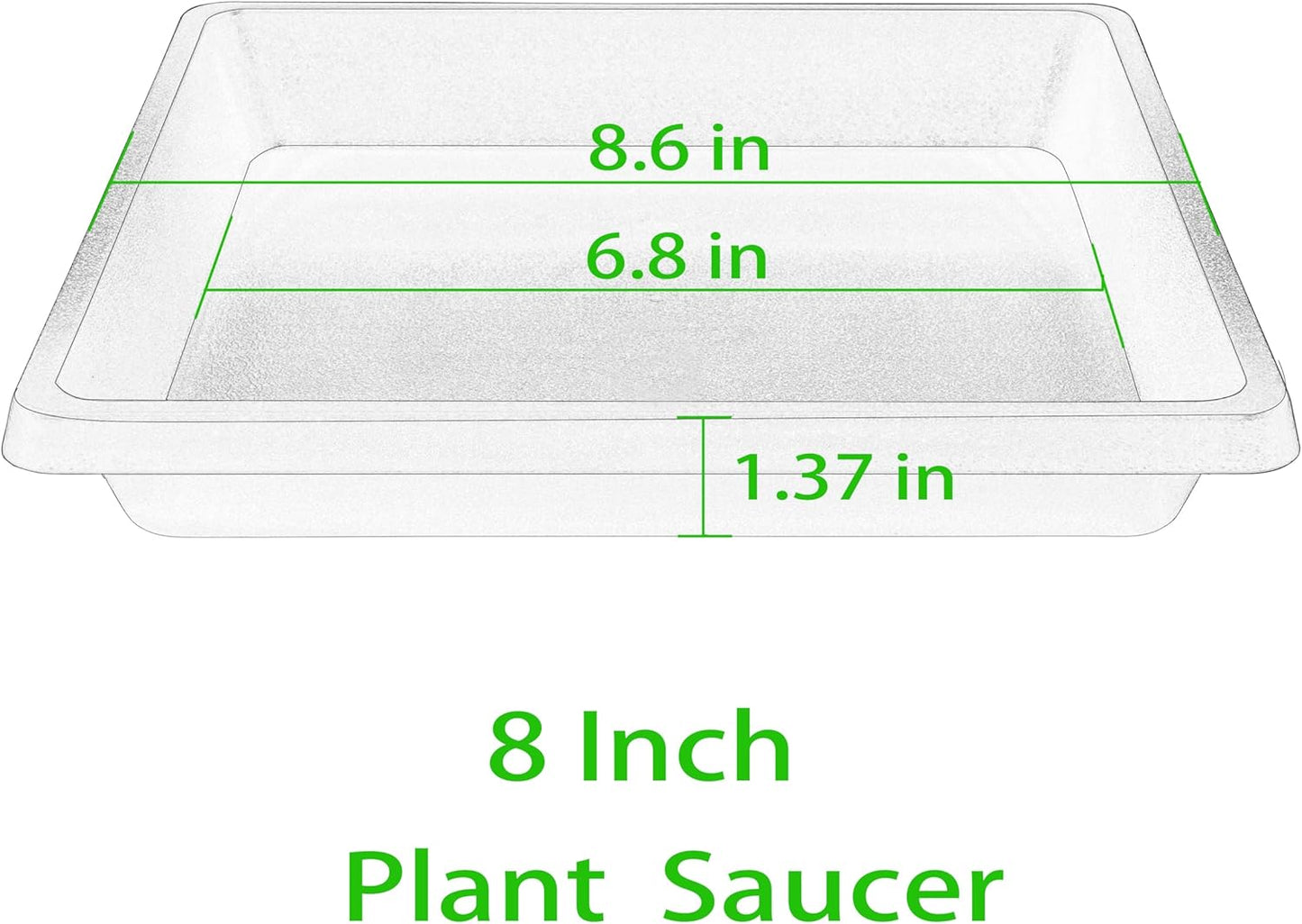 Square Plant Saucer 8 Inch 2 Pack 6 10 12 14 16 18 20 inch, Saucers for Potted Plants and Water Catcher Tray, Plant Drip Trays and Flower Pot Saucers, Plant Saucers for Indoors and Outdoors