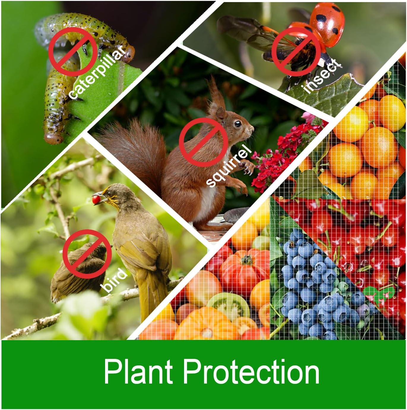 Garden Plant Covers Bags with Drawstring, 6 Pack, 3.3x2.6Ft Mesh Plant Covers, Insect Bird Barrier Mesh, for Trees & Shrubs &Garden Plant Protection