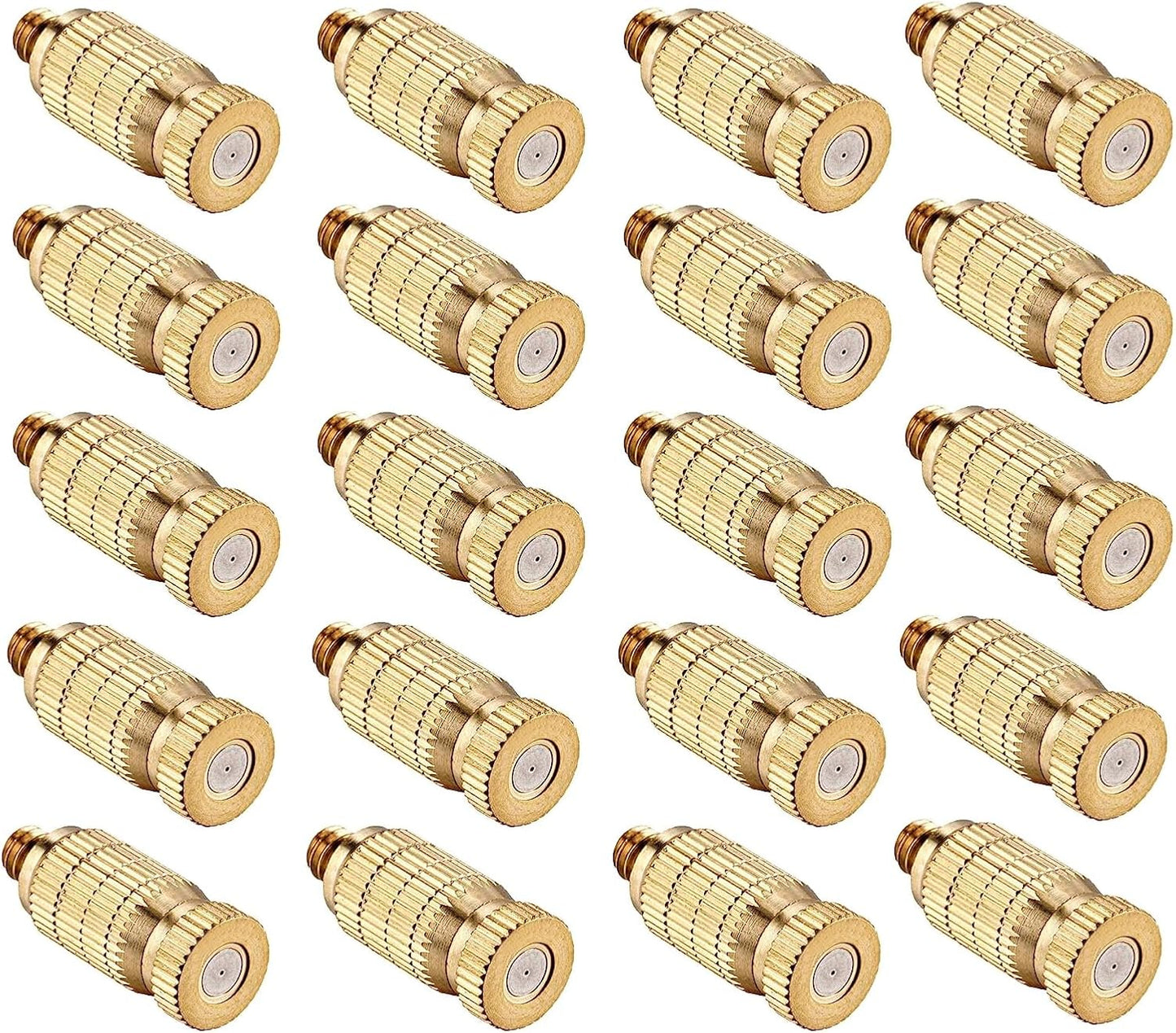 20pcs High Pressure Atomizer Nozzle Brass Misting Nozzles for Outdoor Cooling System, Landscaping, Greenhouse Irrigation, Air Humidification, Anti-Drip Fogging Spray Head(0.004"/0.1mm)