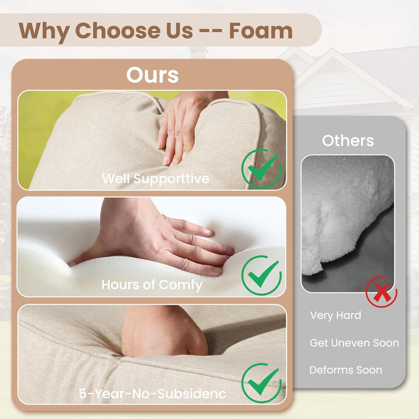 HOOOWOOO Patio Furniture Set,2 Pieces Outdoor Wicker Chairs Set,All Weather Deck Bistro Chairs with Comfy High Back,Beige