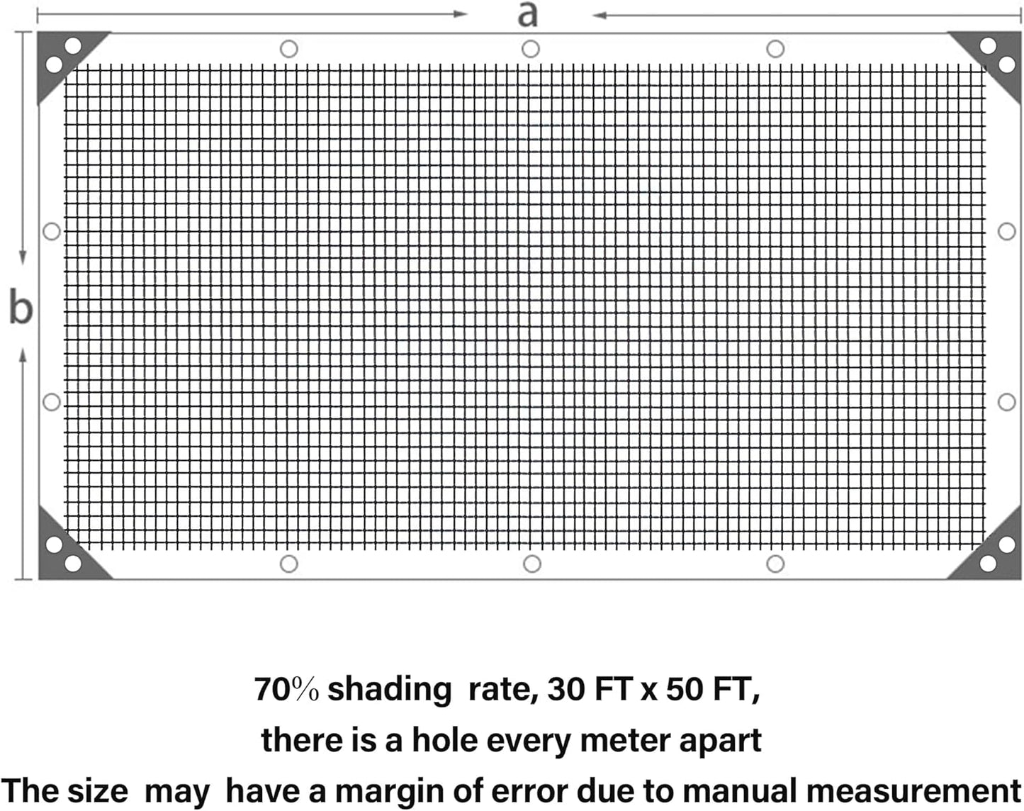winemana Black Shade Cloth 70%, 30x50 FT Mesh Tarp - Garden Shade for Greenhouse, Patio, Vegetables, Plants Cover and Chicken Coops, Sunshade Net for Outdoor Protection with Reinforced Grommets