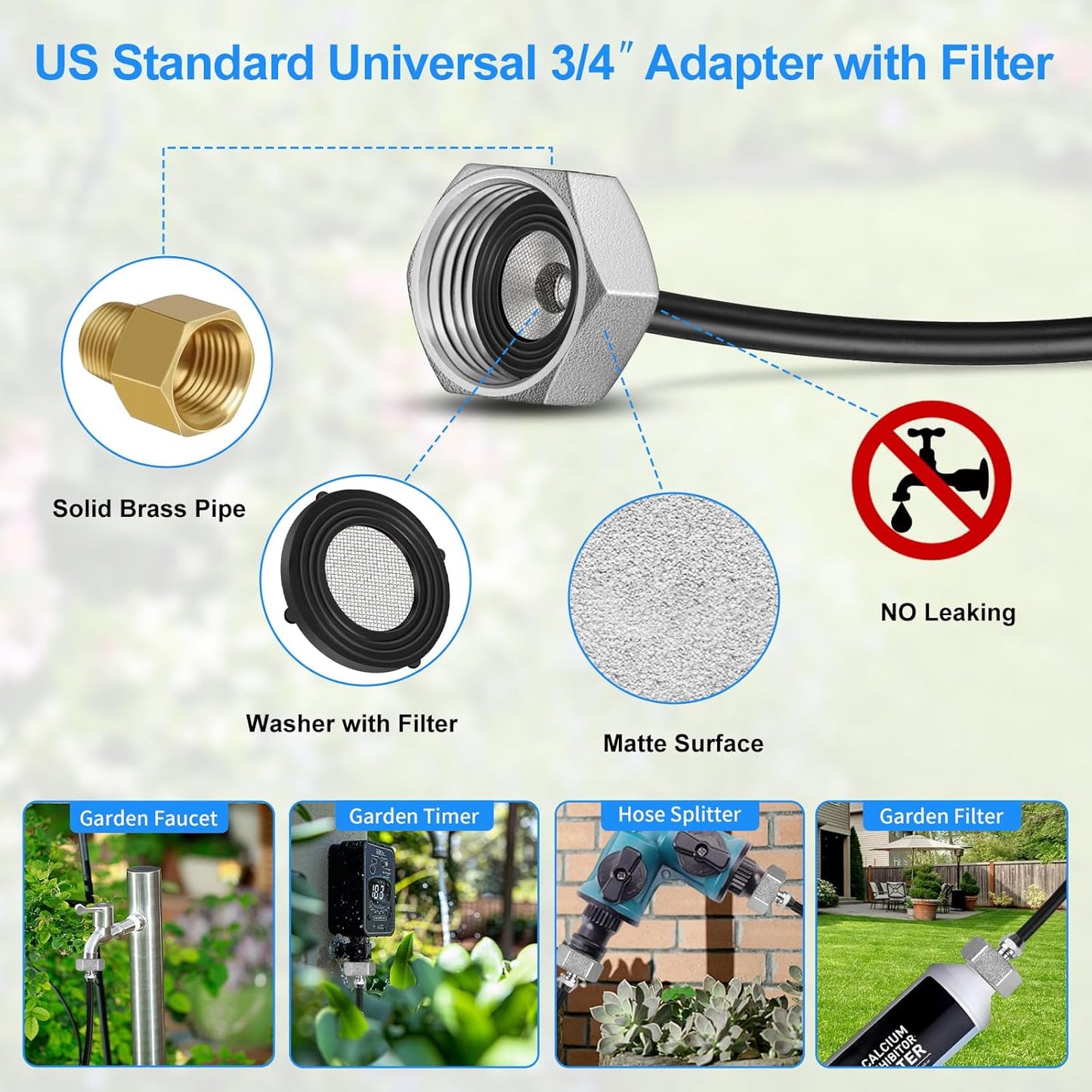 GOXAWEE Misting System, 26FT (8M) Misting Line + 7 Brass Mist Nozzles + Brass Adapter(3/4"), Misters for Outside Patio Cooling Outdoor Garden Greenhouse Trampoline for Waterpark