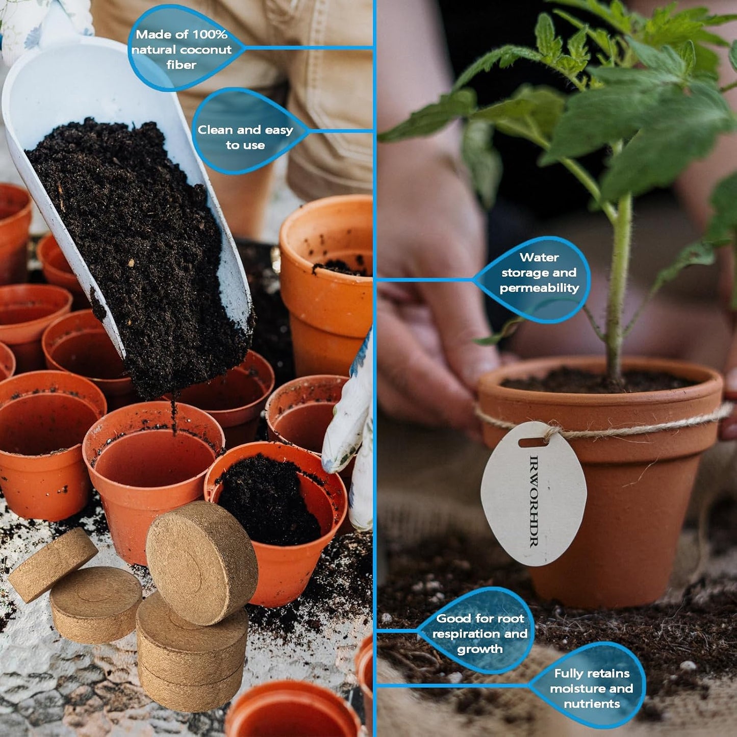 105 Pcs 40mm Compressed Coconut Coir Potting Soil,Coco Coir Pellets for Plants,Coco Fiber Pellets for Planting, Garden, Bonsai, Vegetables & Flower