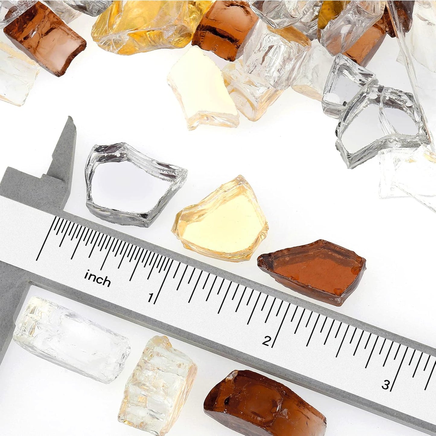 Mr. Fireglass Blended Reflective Fire Glass for Fire Pit Fireplace and Landscaping, 10 Pounds 1/4 Inch Mixed Colored High Luster Fire Rocks for Outdoor and Indoor Use Copper+Gold+Platinum