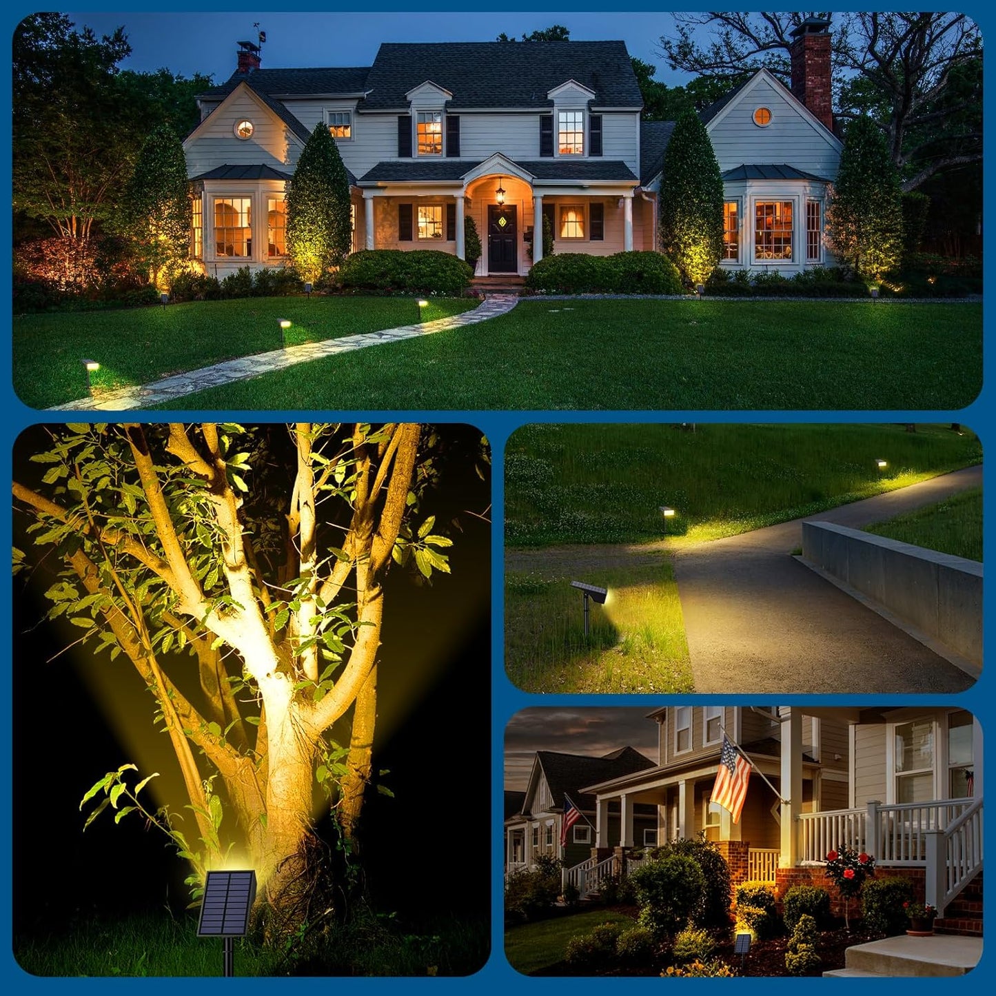 Solar Spot Lights Outdoor Waterproof IP65, Bright LEDs Solar Landscape Lighting for Outside Garden Yard, Solar Powered Spotlights for Accent Uplighting Backyard Statue Palm Tree, 2 Pack/Warm